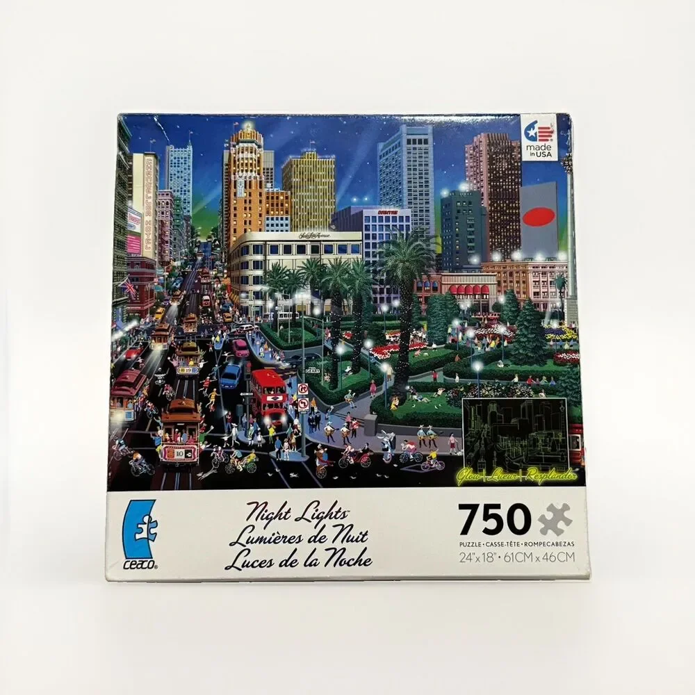 Ceaco City Lights Puzzle San Francisco Alexander Chen Union Sq Glow 750 Pieces